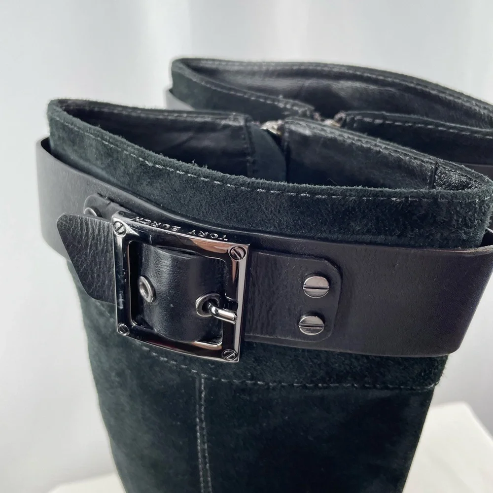 Tory Burch Suede Riding Boots in Black Size‎ 10